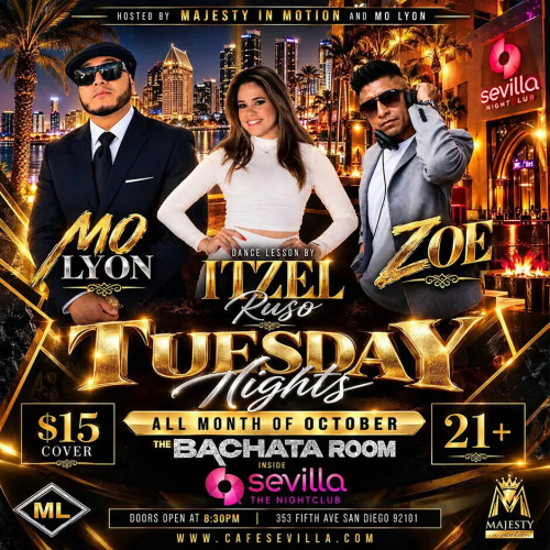 ✨ Bachata Room Tuesday | Latin Dance at Sevilla San Diego - Flyer