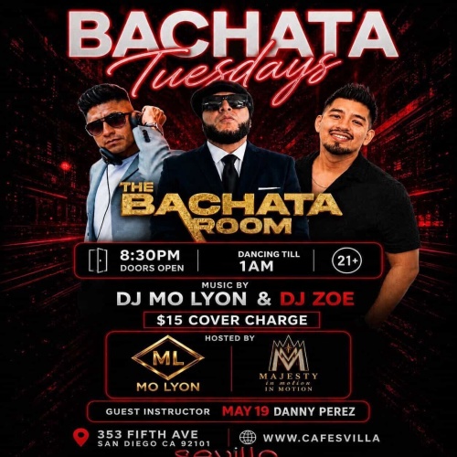 ✨ Bachata Room Tuesday | Latin Dance at Sevilla San Diego - Flyer
