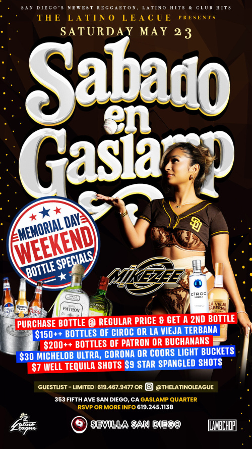San Diego Latin Nights | Saturdays at Sevilla Nightclub - Flyer