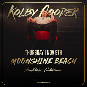 Kolby Cooper Live in Concert at Moonshine Beach, Thursday, November 9th, 2023