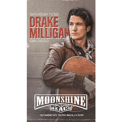 Drake Milligan Live in Concert with Jake Jacobson at Moonshine Beach, Saturday, November 30th, 2024