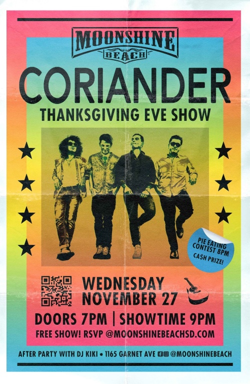 Thanksgiving Eve Industry Party with Coriander at Moonshine Beach - Moonshine Beach