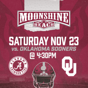 Alabama Crimson Tide vs. Oklahoma Sooners at Moonshine Beach, Saturday, November 23rd, 2024