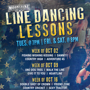 Line Dancing Lessons at Moonshine Beach, Tuesday, October 23rd, 2018