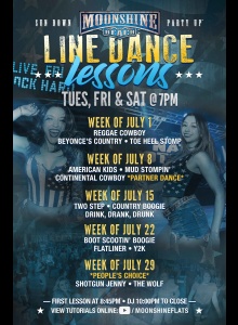 Line Dance Lessons at Moonshine Beach