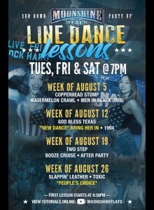 Line Dance Lessons at Moonshine Beach