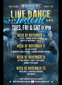 Line Dance Lessons at Moonshine Beach