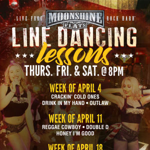 Line Dancing Lessons at Moonshine Beach, Tuesday, April 30th, 2024
