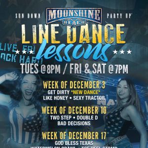 Line Dance Lessons at Moonshine Beach, Tuesday, January 7th, 2025