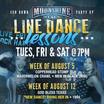 Line Dance Lessons at Moonshine Beach