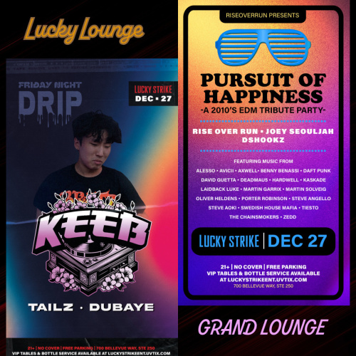 Lucky Friday's present Rise Over Run with special guests Joey Seuljah & Dshookz - Lucky Strike Bellevue