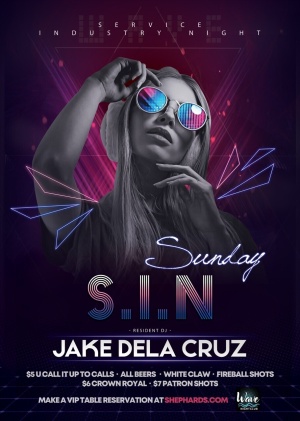 Jake De La Cruz S.I.N. Night Sundays, Sunday, June 14th, 2026