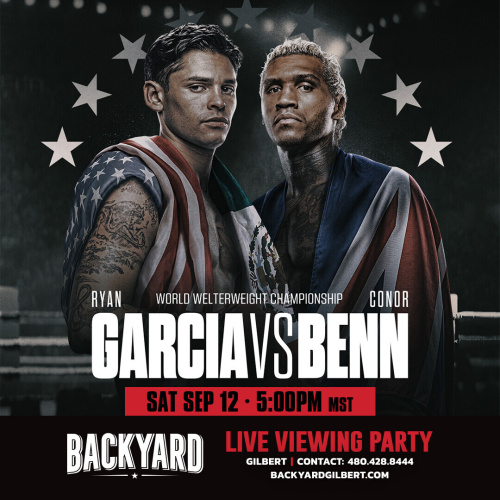 Backyard Gilbert Garcia vs. Benn Viewing Party - Flyer